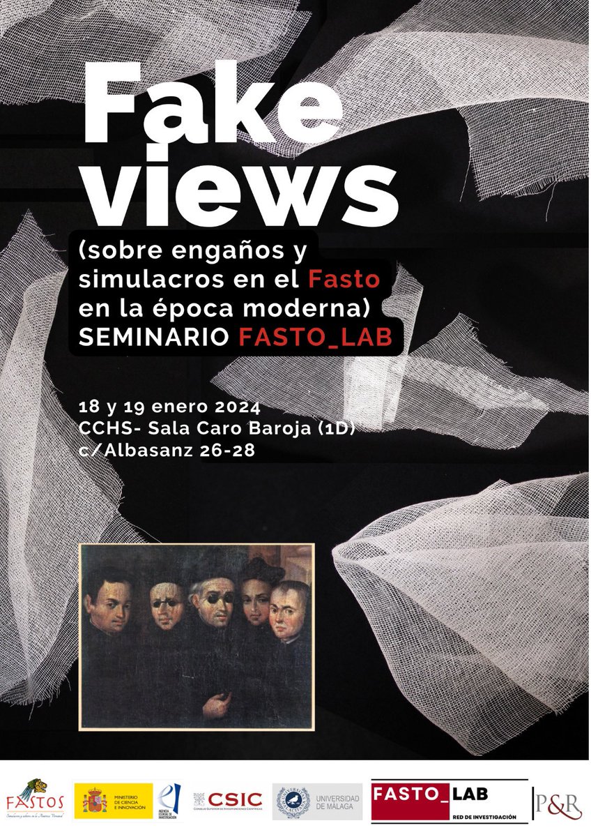 fasto_lab's tweet photo. RECORDATORIO 🔔
Los próximos 18 y 19 de enero celebraremos el primer seminario de #FastoLab sobre “Fake views (engaños y simulacros en el Fasto en la época moderna).
➡️La entrada será abierta y gratuita en @CCHS_CSIC
➡️ Evento exclusivamente presencial. https://t.co/wOZeCWGUI9