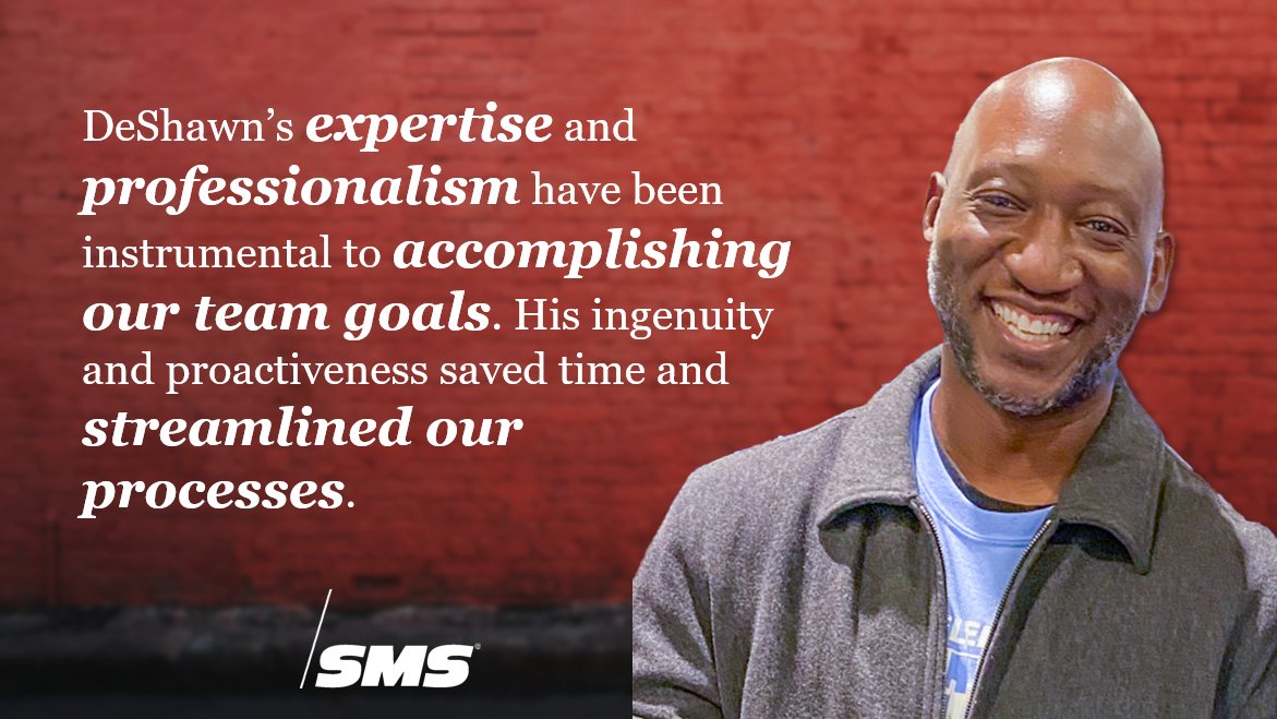 SMSdataproducts's tweet photo. Proud of DeShawn! He recently received high praise from a customer after his assistance creating criteria for cybersecurity assessments used for every application within the program. DeShawn continually kept pace with the customer’s needs, saving them time. Hats off to you! https://t.co/C5jpUfhUCp