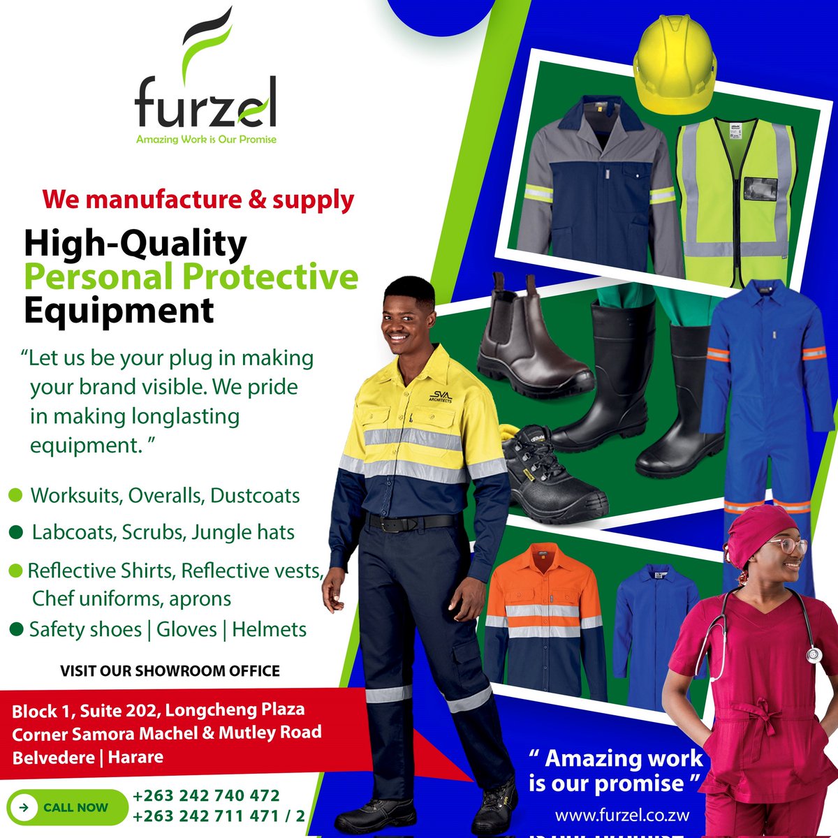 FURZEL4's tweet photo. Gear up for success with Furzel Investments! Unleash your professional style with our top-notch Worksuits, Overalls, Dustcoats, Labcoats, Scrubs, Jungle Hats, Reflective Shirts, Reflective Vests, Chef Uniforms, and Aprons. https://t.co/lnjKY0HVSq