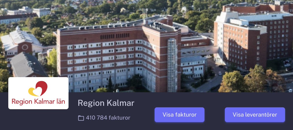 nylanderjens's tweet photo. Utökning av kartläggningen: Nu finns även Region Kalmar med 410 784 fakturor. Nästa vecka tillkommer flera regioner, kommunala bolag och kommuner. Sök själv bland inköpen https://t.co/pZKNemzDwU https://t.co/RbzoFUKGih