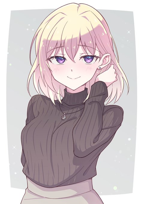 「blonde hair ribbed sweater」 illustration images(Latest)
