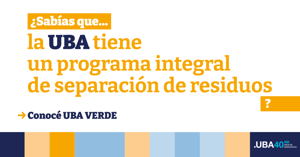 UBAonline's tweet photo. @UbaVerde es el programa de separación de residuos de @seubeuba ♻️

→ Desde 2013, trabaja en la gestión sustentable de residuos de todos los edificios de la UBA, con el objetivo de asesorar a la comunidad en la separación de residuos y adoptar prácticas ambientales conscientes. https://t.co/LdNoszlMhg
