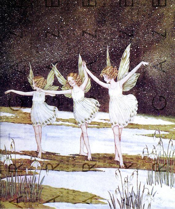 DrSamGeorge1's tweet photo. HOARFROST resembles tiny spiky hairs; it gets its name from 'hoary' meaning white with age.  It forms on small surfaces, such as wires, branches, stems &amp; leaf edges &amp; often resembles magical miniature snow fairies🎨Ida Rentoul Outhwaite https://t.co/rZgbaSCz8k