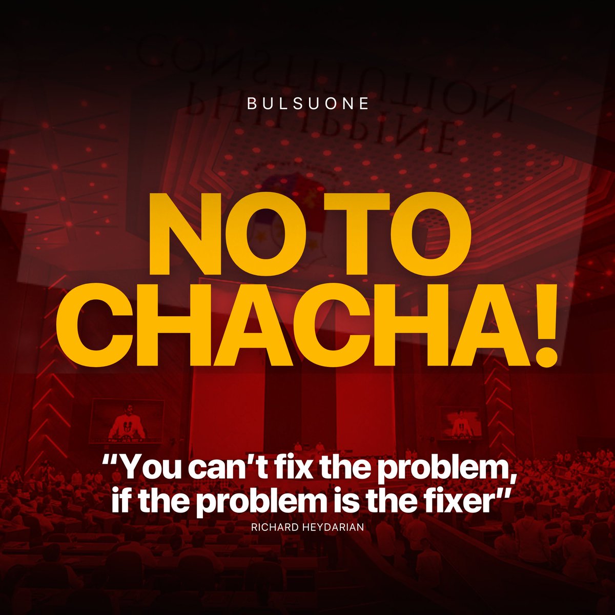 BulSUONE_'s tweet photo. PAG-ASA NG BAYAN SAY #NOTOCHACHA!!
Sa dinami-dami ng problemang kinakaharap ng bansa, muli na namang binuksan ng mga alagad ni Marcos ang usapin ng Charter Change–mula noon hanggang ngayon, tutol tayo!
#NoToChaCha #BulSUONE #BulSU #CharterChange https://t.co/KIblTG77NQ