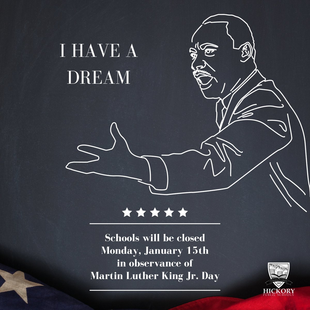 Reminder: Schools will be closed on Monday, January 15th, in observance of Martin Luther King Jr. Day.