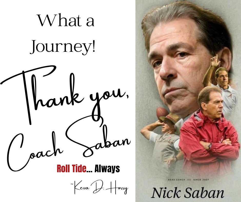 kdhorry's tweet photo. Welp, what can u say except, “Well done!” You have accomplished SO much &amp;made such a difference in college football, especially at The University of Alabama. Praying for you &amp; your family as u enter into this next phase of ur life. We love u, Coach! And ROLL TIDE… ALWAYS! ♥️ https://t.co/okRUoe3Kmu