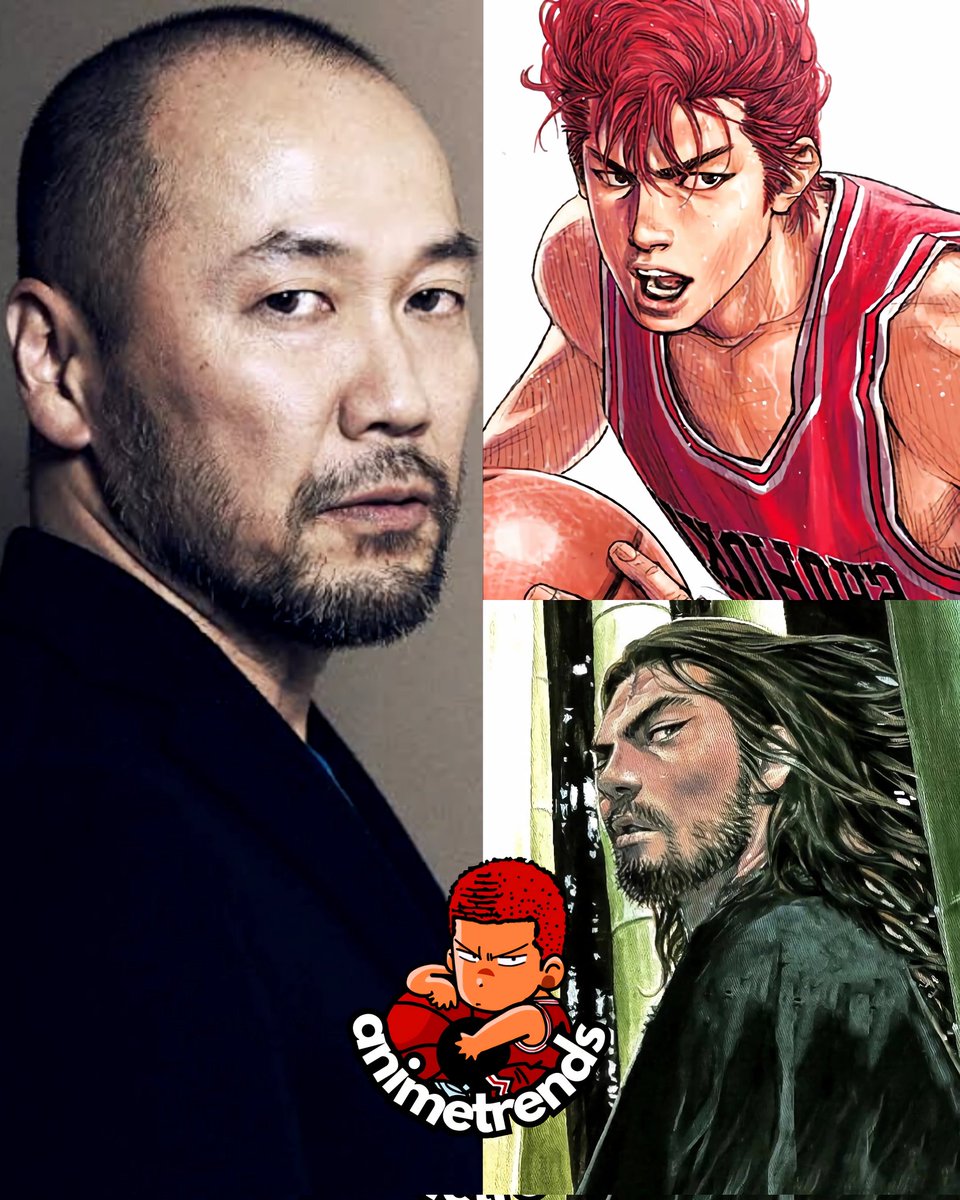 AnimetrendsLA's tweet photo. Hoy el maestro Takehiko Inoue, está
cumpliendo 57 años.  Es el autor de
'Real', 'Vagabond' y 'Slam Dunk'.  🏀
#birthday https://t.co/5uwE9G5ip1