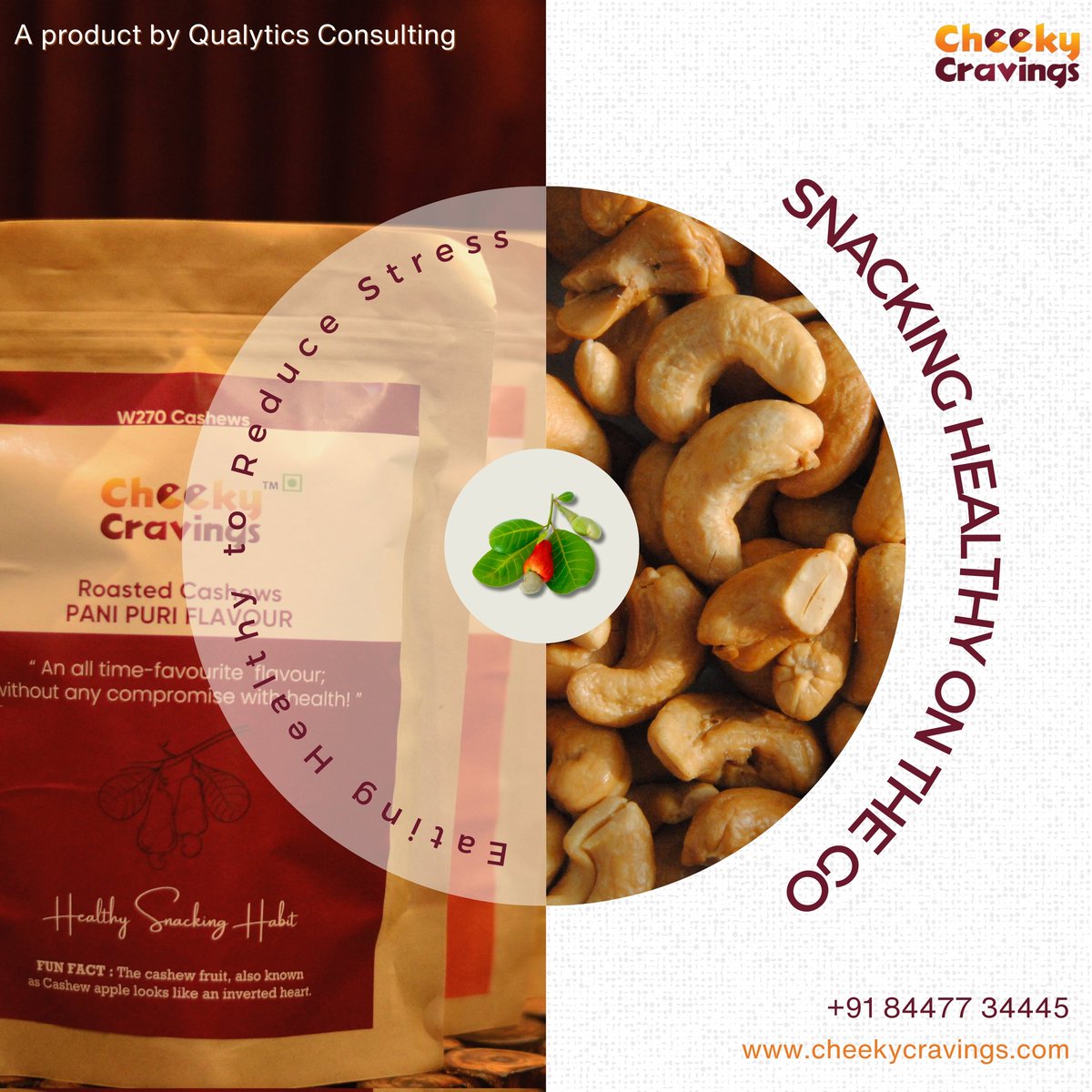 Make every bite count with Cheeky Cravings' roasted cashews – the ideal snack for those who choose healthy over junk.

Healthy Snacking Habit 💌

#HealthyHabit #SnackWithPurpose #CheekyCravings #roastedcashews #delhi