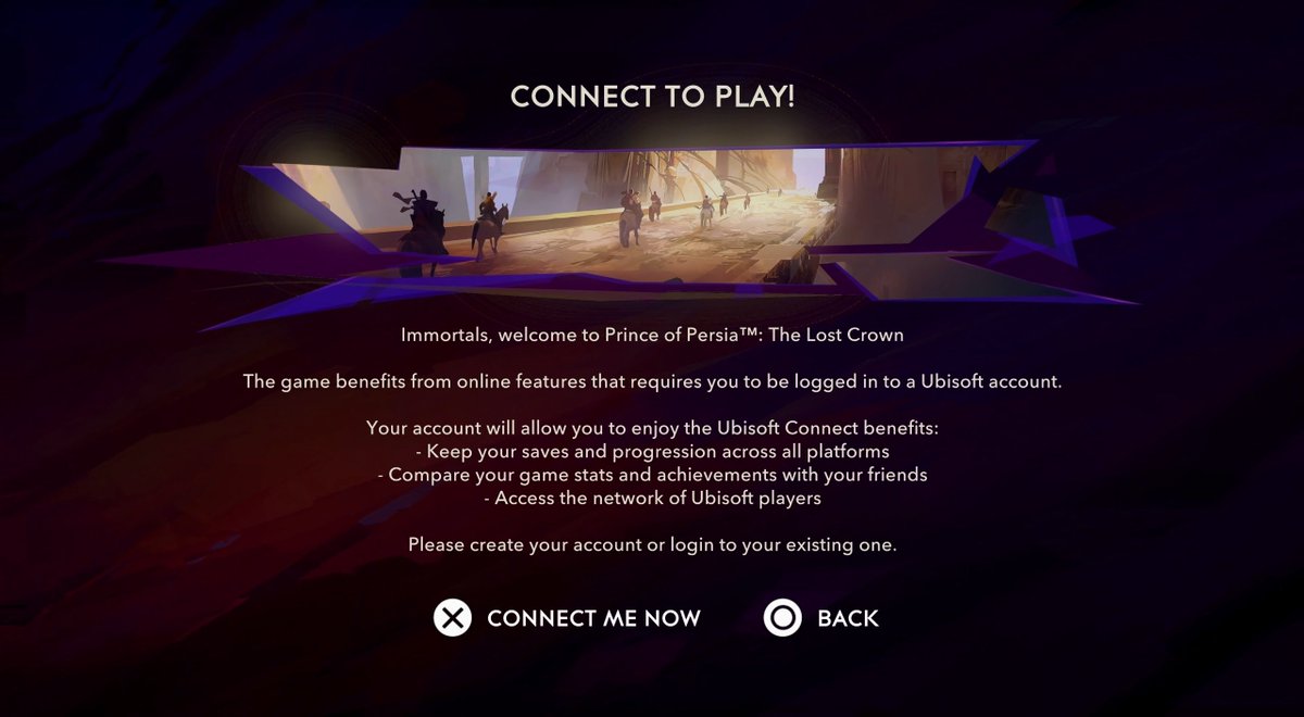 ShyVortex's tweet photo. Prince of Persia: The Lost Crown forces you to create or login to an Ubisoft account on consoles to play the game, otherwise it kicks you out, unless manually switching to offline mode or disconnecting your Wi-Fi.
This is Ubisoft's first step in introducing online DRM to consoles https://t.co/RFYhzjXGNe