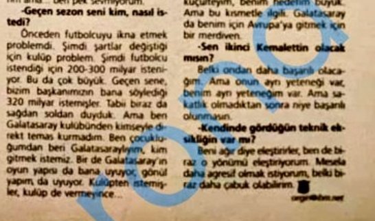 Hiçbir masraftan kaçmadık, 98 Mayıs ayının Öküz dergisini sahaflardan bulduk.

<a href="/UmitOzatOnline/">Ümit Özat</a> adlı şahısın Galatasaray taraftarı olduğunu söylediği röportajı bulduk.

Not : Hasan Duman adlı şahıs çalmasın diye watermark koydum.