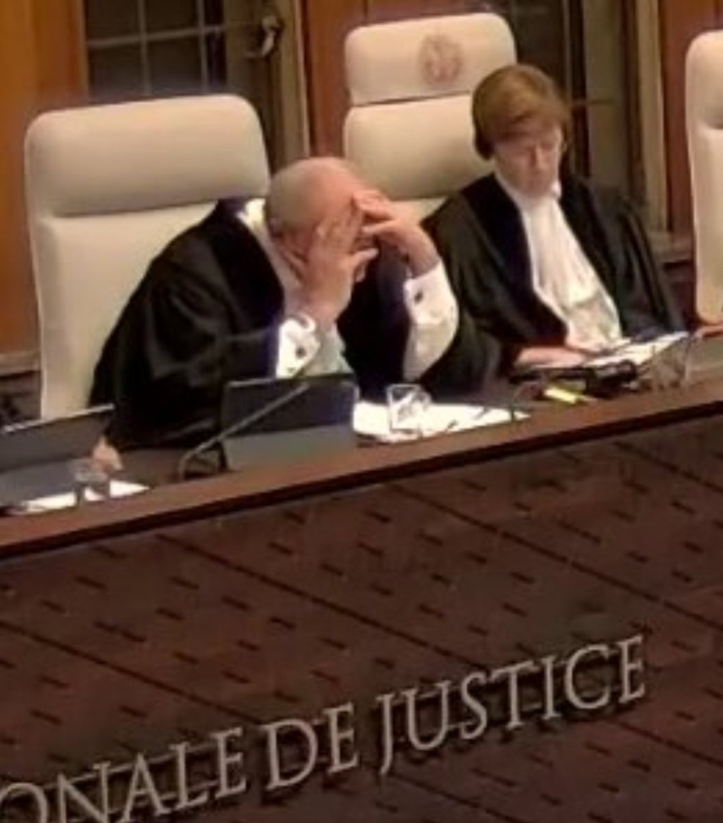 Devon_OnEarth's tweet photo. Feel like you never want to see one of the Judges in the ICJ doing this while you testify https://t.co/yX8d8B4n7y