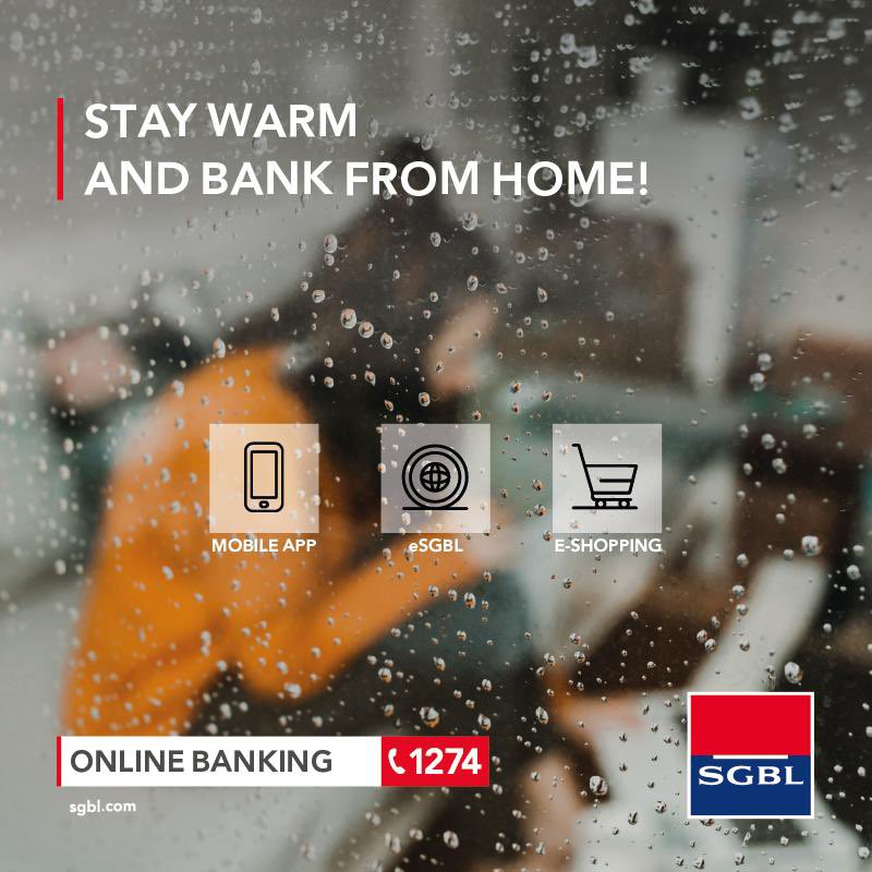 SGBLbank's tweet photo. Use our remote banking services to check your balance, transfer money, shop online with your SGBL cards, and much more, with ease and comfort.
#SGBL #OnlineBanking #RemoteBanking #Banking https://t.co/A5bZAgZAGT