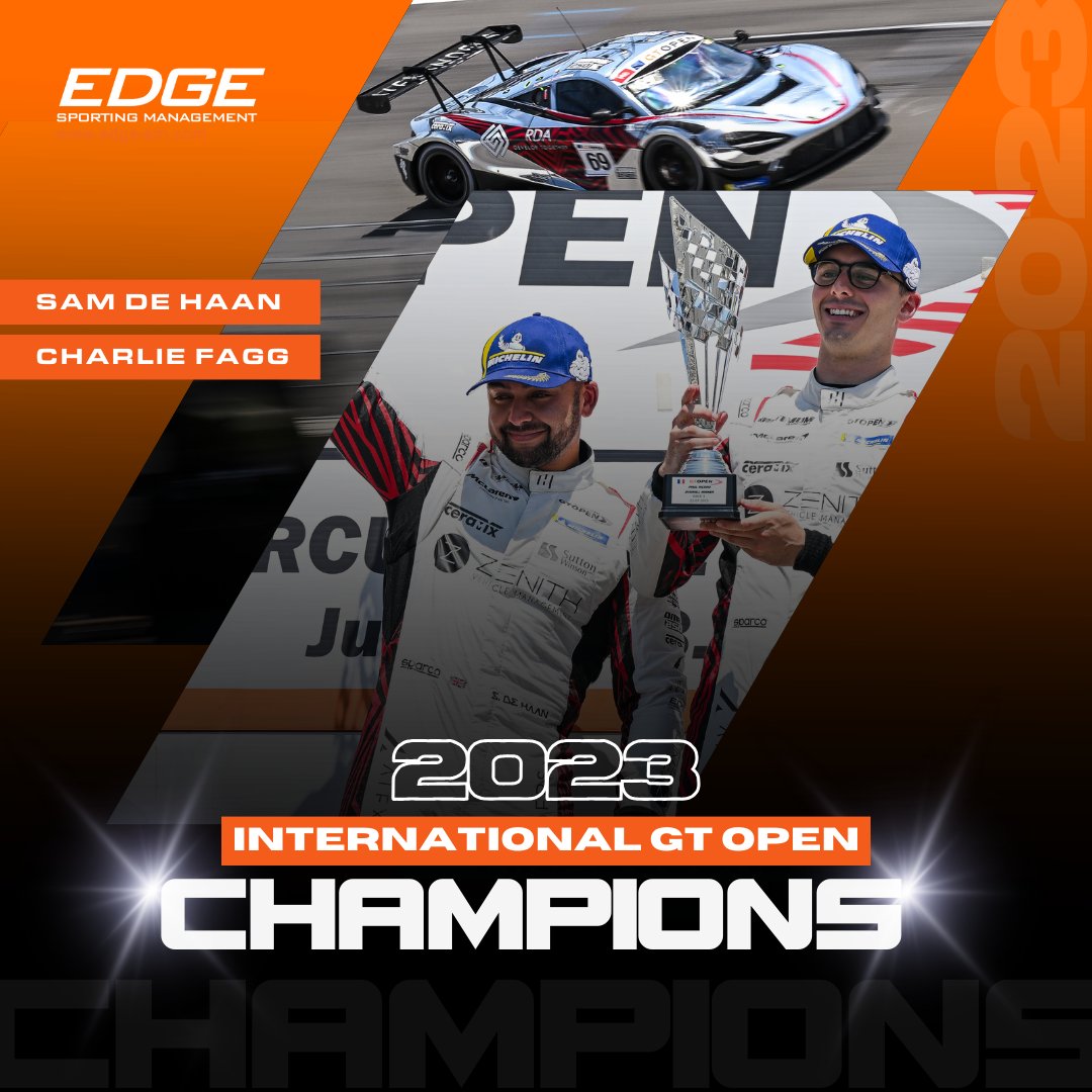Sam de Haan &amp; Charlie Fagg crowned overall 2023 GT Open CHAMPIONS! 🏆

Charlie and Sam have been officially proclaimed as Champions following the ruling of the FIA International Court of Appeal. 
 
🔗 Read more: 
gtopen.net/en/news/4828/d… 

#EdgeManagement #GTOpen