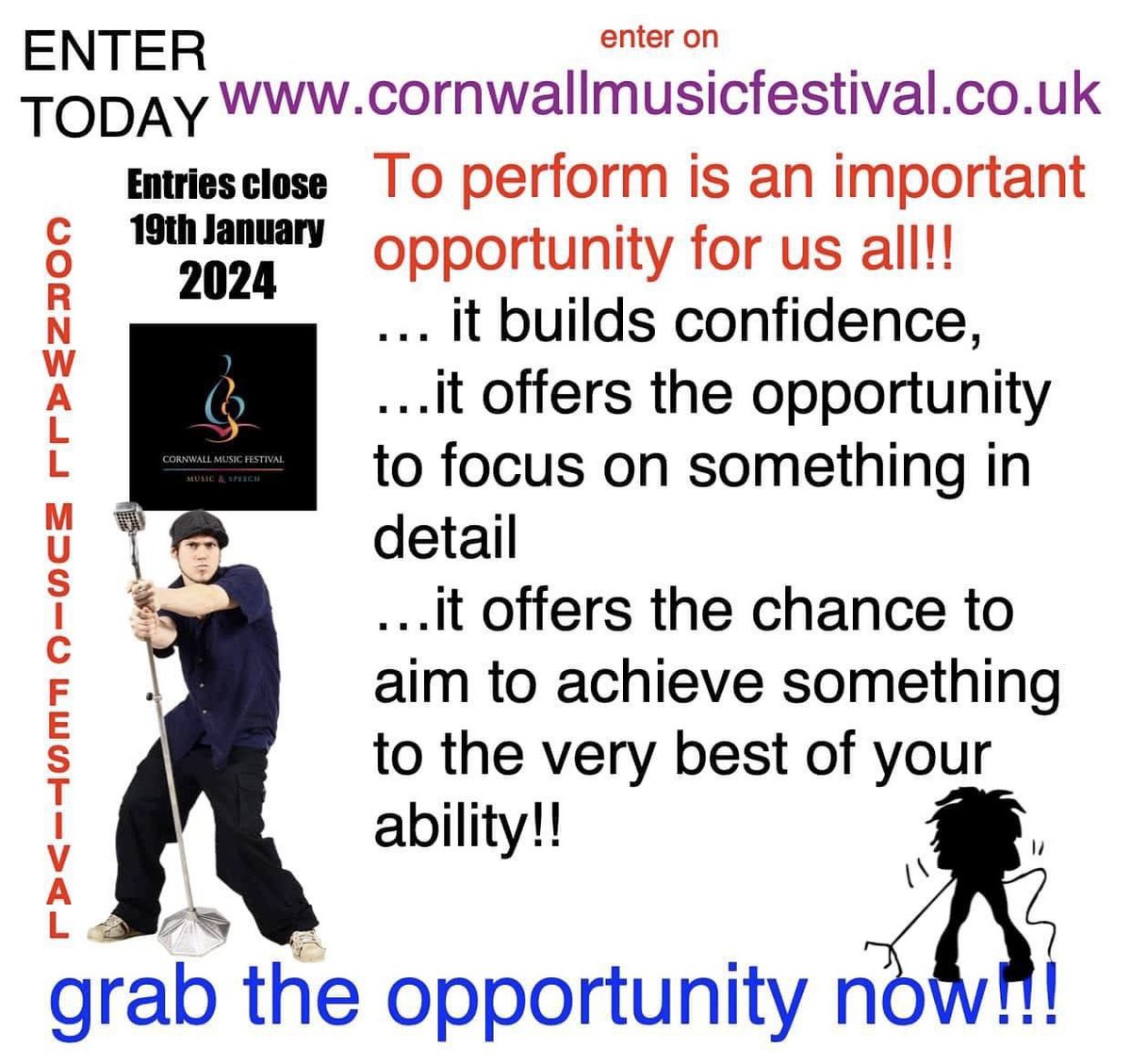 CornwallFest's tweet image. Only one week left to get entries in for this year’s Festival. Closing date next Friday (19 January). Enter online via our website