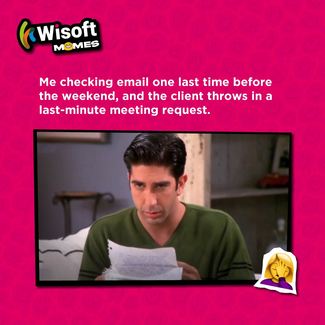 wisoftsolutions's tweet image. #TGIF turned into &apos;Oh no, client calls&apos; 
Who else tried to escape work vibes but got caught in the Friday deadline game? 

#WisoftSolutions #Weekend #WeekendVibes #ClientCalls #LastMinuteClientCalls #Relatable #AgencyLife #AgencyMemes #WorkMemes #WorkLife #DigitalMarketing #Funny