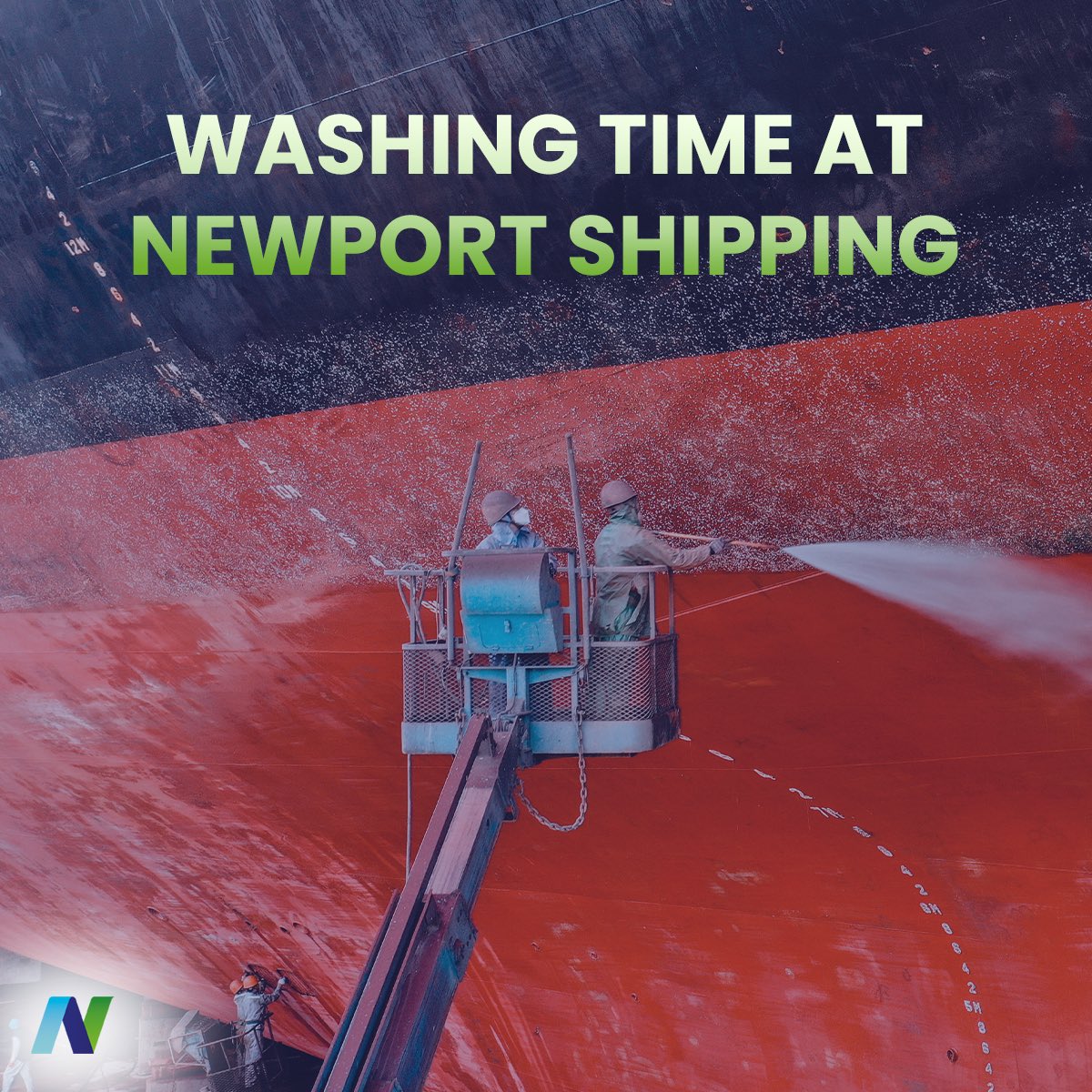 newportshipping's tweet photo. As part of the cleaning process of the vessels hull is washing, which helps clean away any dust before the new coating is applied. 

#NewportShipping #washing #process #shipwashing #washingservice #performance https://t.co/UhmguQJdMO