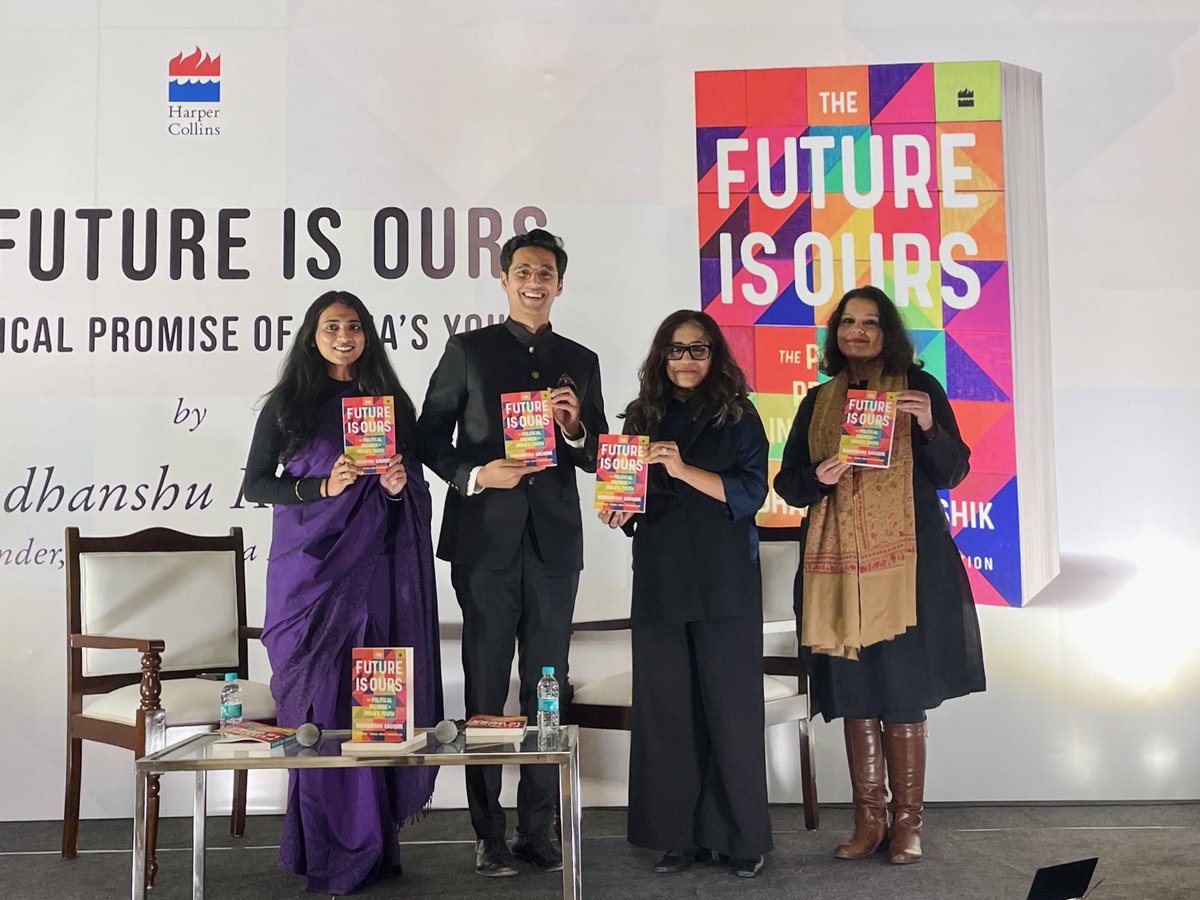 HarperCollinsIN's tweet image. On #NationalYouthDay, we’re delighted to unveil @sudhikaushik’s timely new book #TheFutureIsOurs: The Political Promise of India’s Youth.

With @vandanamenon, #ShritiMalhotra, and @swatichopra1, Associate Publisher at @HarperCollinsIN.

Follow this thread for live updates from