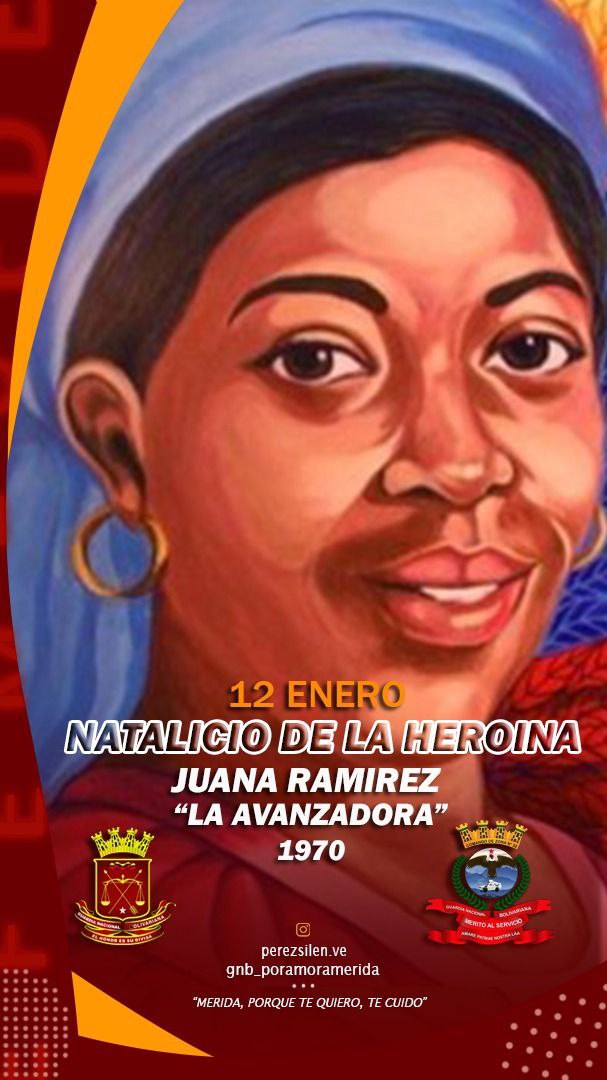 MeridaSeguraGNB's tweet photo. #12Ene  de 1970 nació Juana Ramírez, quien defendió a Maturín del ejército del municipio Domingo Monteverde el 25 de mayo de 1813 cuando logró que un grupo de mujeres venciera al enemigo español. https://t.co/fRn8HIkSxy