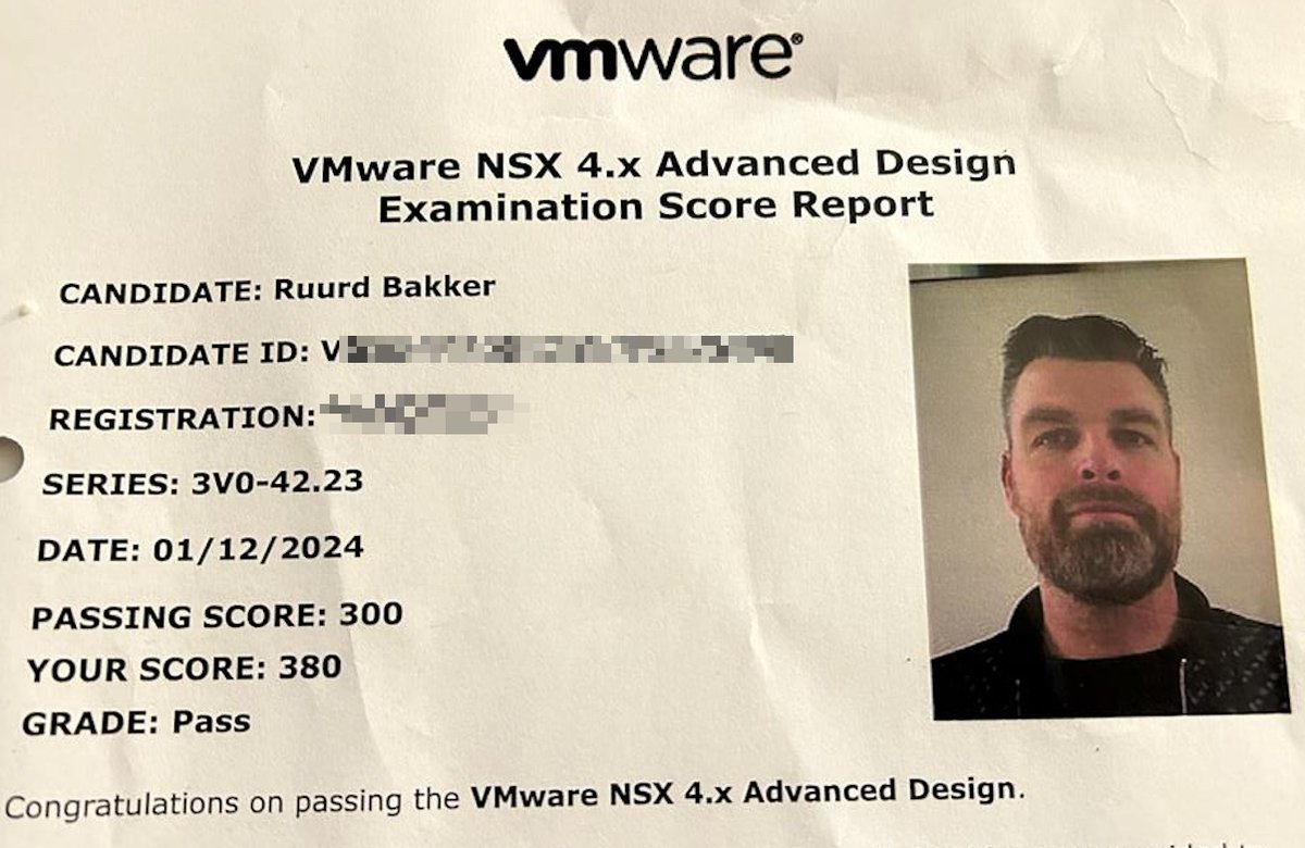 Nice way to start the weekend, went in with almost  no preparation. So this one feels pretty good! #vExpert #runNSX