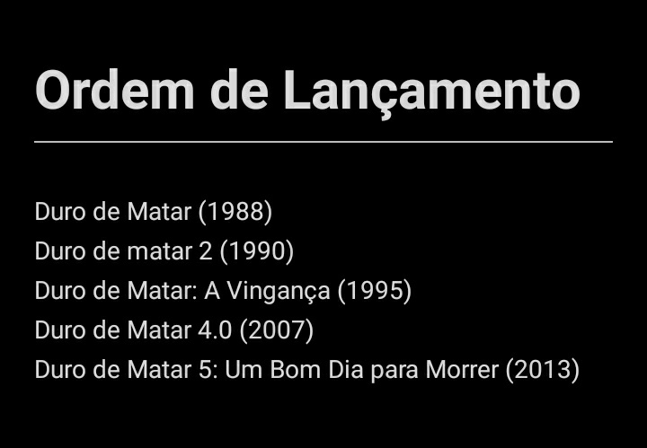 drivealmanaque's tweet photo. 🗒️: Lista com a ordem de lançamento dos filmes da saga Duro de Matar https://t.co/JnfGTKISBg
