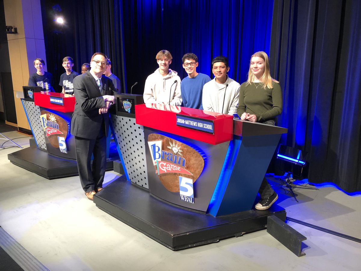 JMHSJets's tweet photo. Congrats to  the Quiz Bowl team for competing  in WRAL-TV’s “Brain Game”! Did they come out on top? Tune in to find out  on Saturday, January 27, at 10:30 am on WRAL-TV 5! From left: Aidan Leysath, Andrey Ureña-Seceña, Brandon Rodriguez-Herrera, and Mayson Walters. https://t.co/m3CF8ynGva
