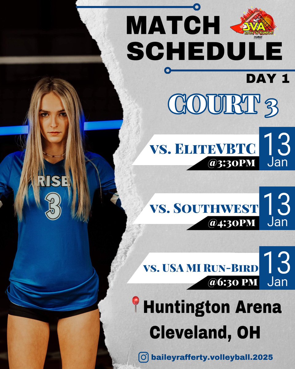 BaileyRafferty3's tweet photo. 1 Sleep away! I’m super excited for this weekend! #RiseUp 

Day 1: Court 3/PM Wave/Rise Volleyball Academy/17-1 National/#3 - Setter/Ds

Can’t make it? Watch the live-stream: https://t.co/22OYCUCAWU https://t.co/nVWu3vfJMe
