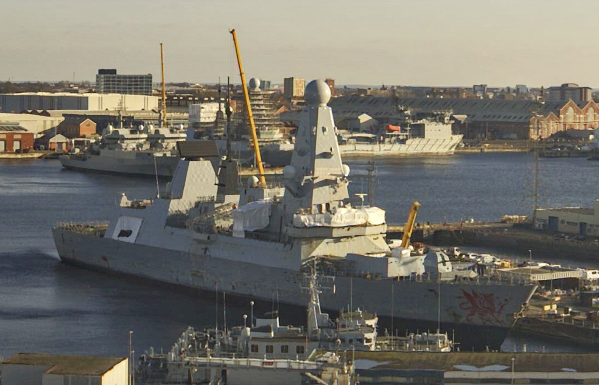 HMS Dragon (D35) Daring-class air defence destroyer in Portsmouth, England - January 11, 2024 #hmsdragon #d35

SRC: webcam