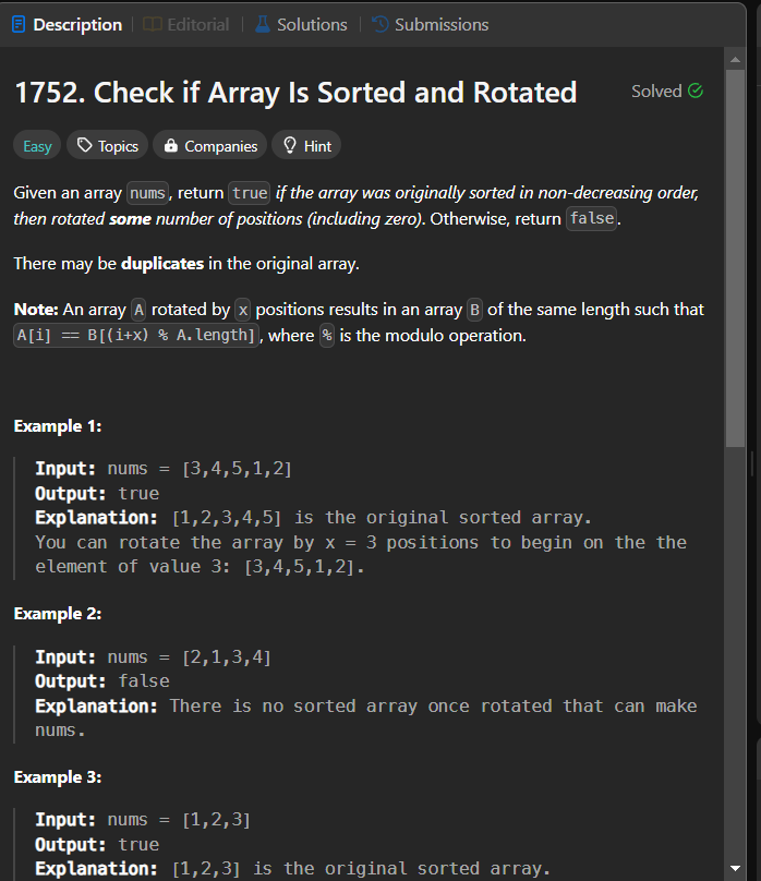 codewithjerry0's tweet photo. Day 13 of #100DaysOfCode

DSA ->  13. Check if the Array is sorted and Rotated [LeetCode]       

C++ Easy Solution  #leetcode #DSA #RotateArray #Array #EasySolution #codewithjerry0 #lovebabbar

@lovebabbar3 https://t.co/ggyh17QSHW
