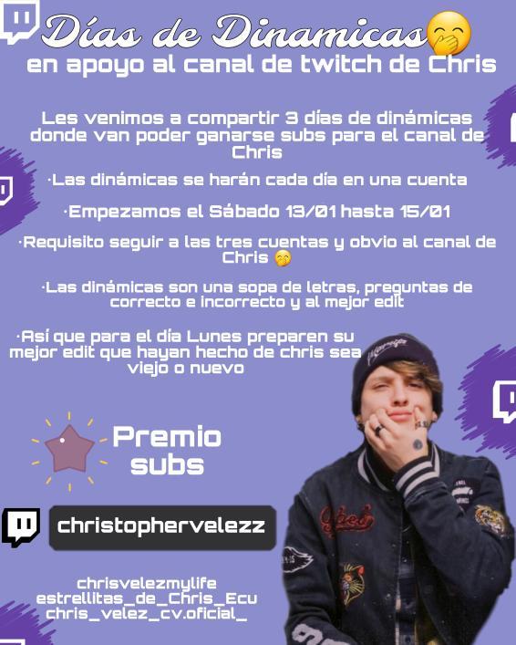estrellitasde_C's tweet photo. 📢ATENTAS 📢
SABADO, DOMINGO Y LUNES VAMOS A TENER DINÁMICAS EN LAS CUÁLES SE VAN A PODER GANAR  SUBS PARA EL CANAL DE CHRISTOPHER 🦊
(serán 4 ganadoras 🎮) 
1 dinámica:@estrellitasde_C
2 dinámica:@ChrisVmylife95
3 dinámica:@MarisolGar1513 
#christophervelez https://t.co/dgwG8duzT0