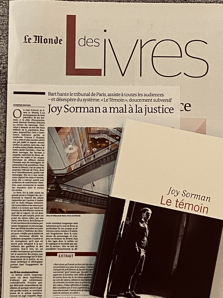 TrangMarie1's tweet photo. 🗞️Splendide page dans @MondedesLivres sur Joy Sorman, à lire ! Merci @FloBouchy 
Le témoin chez @Ed_Flammarion https://t.co/nANUjWQQt9