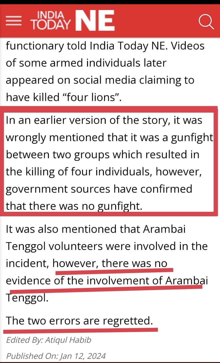 Journalists are cautioned to report only verified news and rely on witnesses and evidence.
This incident serves as a warning.
#JournalEthics_matter
<a href="/EastMojo/">EastMojo</a>
<a href="/IndiaTodayNE/">India Today NE</a>
<a href="/thewire_in/">The Wire</a> 

indiatodayne.in/manipur/story/…