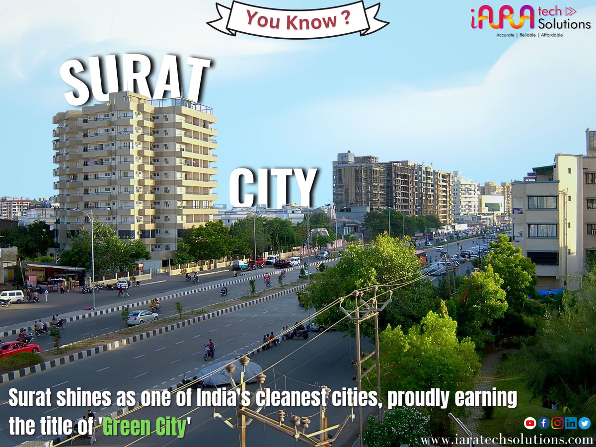 🌿🏙️ Surat sets a stellar example in 2024! Crowned as one of India's cleanest cities, it's a testament to our commitment to sustainable urban living. Proud moment for all of us! 🎉🌏 #Surat2024 #GreenCity  #CleanIndia #EcoFriendly  #FutureCities #SustainabilityWin #ProudSurati