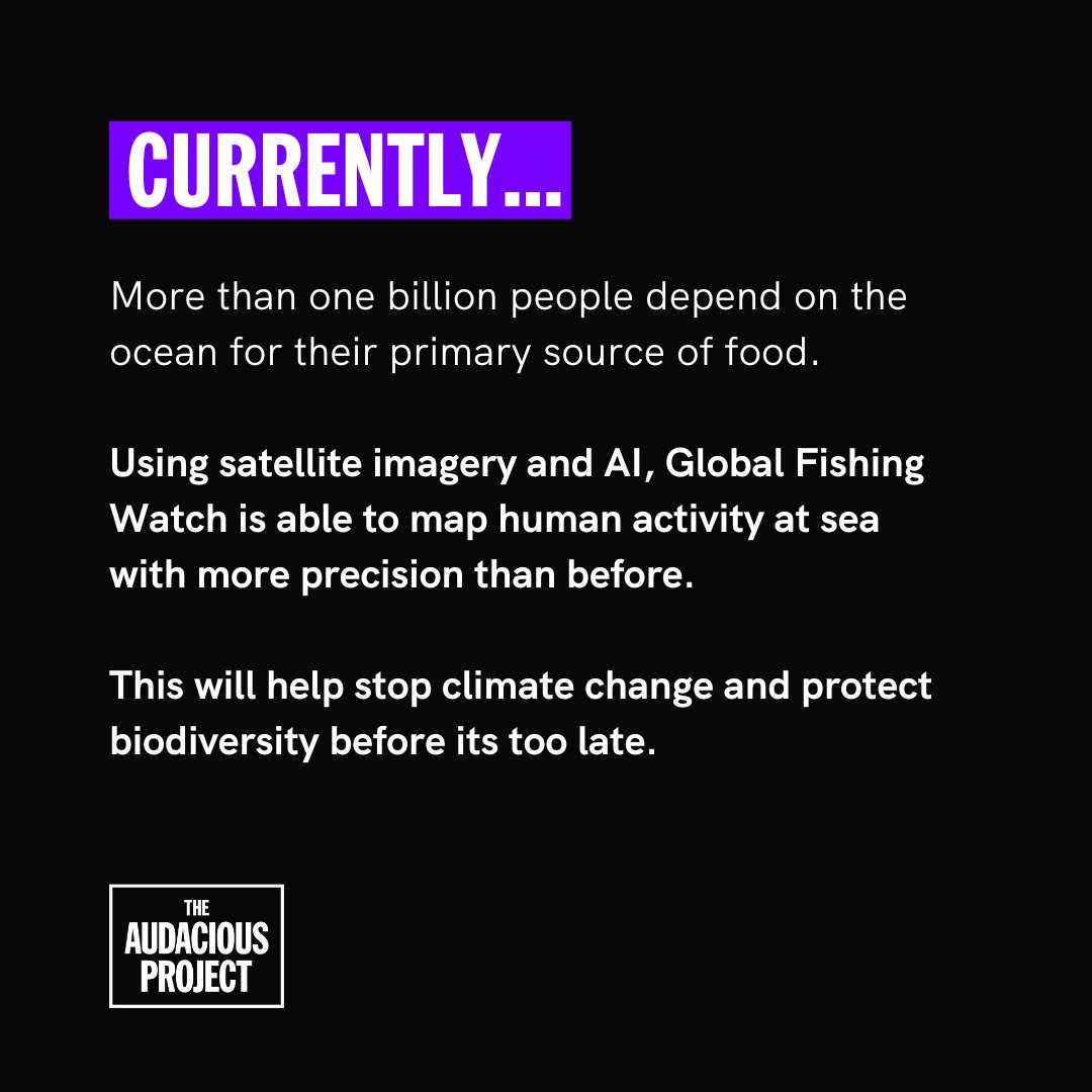 TheAudaciousPrj's tweet image. Using satellite imagery and AI, @GlobalFishWatch is able to map human activity at sea with more precision than before. 

Read more about Global Fishing Watch and its audacious plans here: 
audaciousproject.org/grantees/globa…

#AudaciousProject
