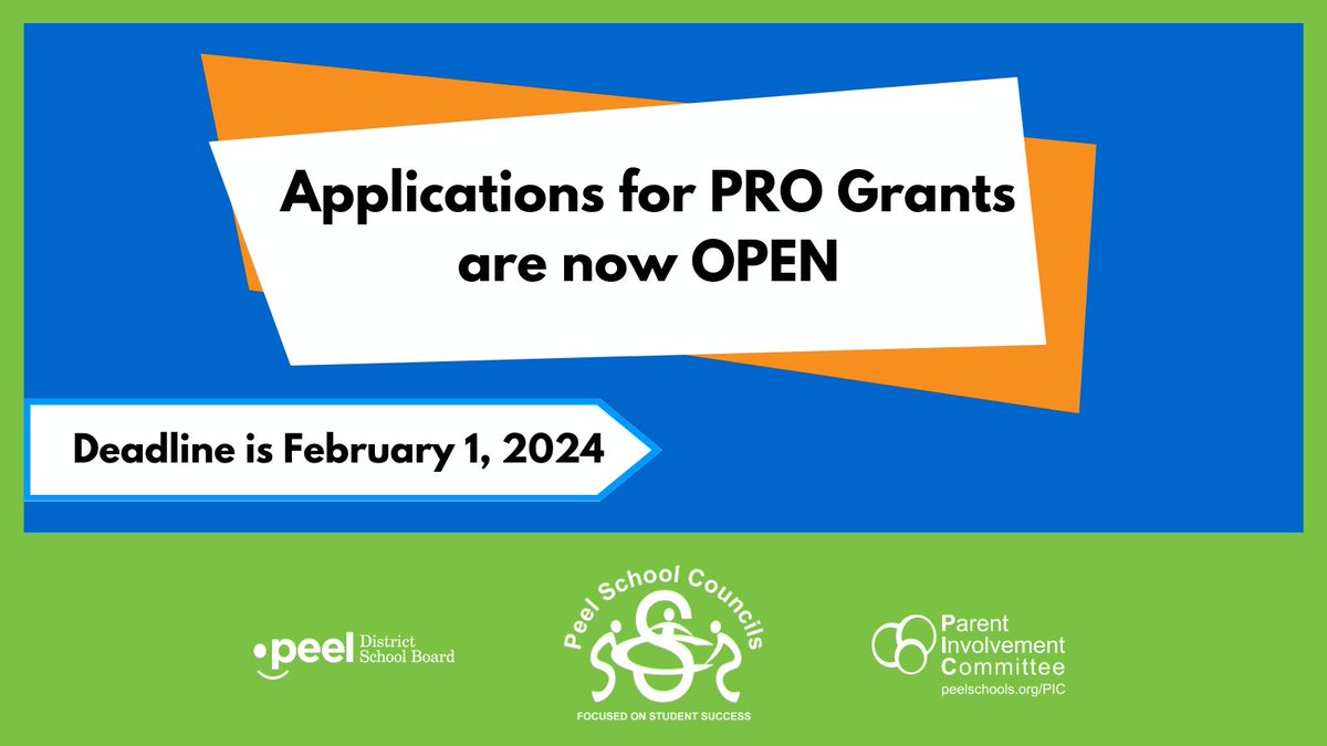 Parents Reaching Out (PRO) Grant applications are now open. School Councils can find information here: peelschools.org/news/22119ea2-…