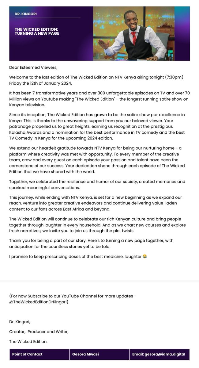 Dr_Kingori's tweet photo. Wadau,
#TheWickedEdition Grand Finale Statement. https://t.co/ogM8MmYkKh