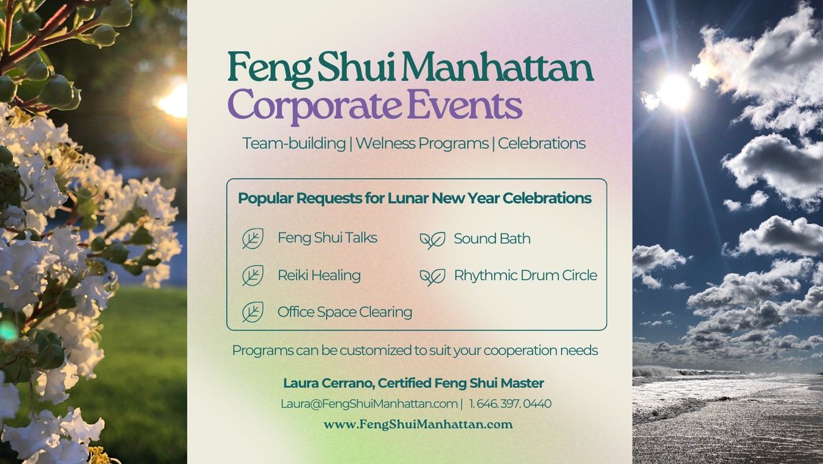 NYCFengShui's tweet photo. Feng Shui Manhattan Corporate Events and Talks with Laura Cerrano available to celebrate the 2024 Lunar New Year of the Wood Dragon! 

https://t.co/21CJBjK6Tj

#fengshui,#LunarNewYear ,#corporate #events ,#HumanResources ,#NewYorkCity #longisland https://t.co/8CaFQHAPn9