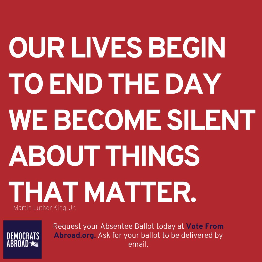 The right to vote is the cornerstone of our democracy. In honor of Martin Luther King, Jr. Day, take a few moments today to ensure you're registered to vote from abroad. Visit votefromabroad.org to learn more and request your ballot.
