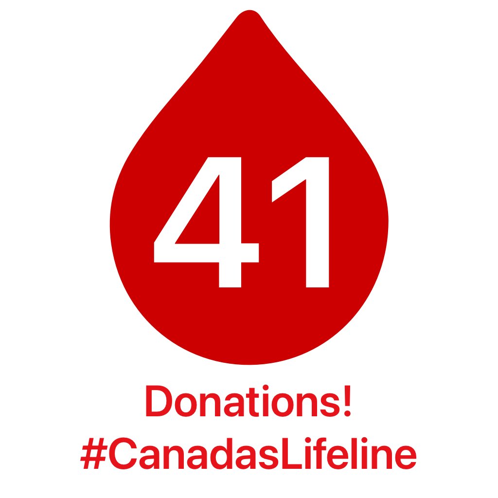 I've donated blood 41 times. You? It can take 5 donors to help 1 person in cancer treatment. Save a life! #CanadasLifeline