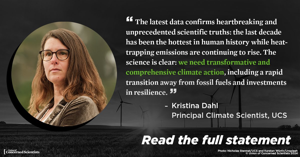 UCSUSA's tweet photo. Global scientific agencies confirm that 2023 was the hottest year on record for the world by a wide margin. These statistics reflect a long-term trend: the last 10 years have been the 10 hottest on record.

UCS statement: https://t.co/y1B7kQns5g https://t.co/poTbXjRndj