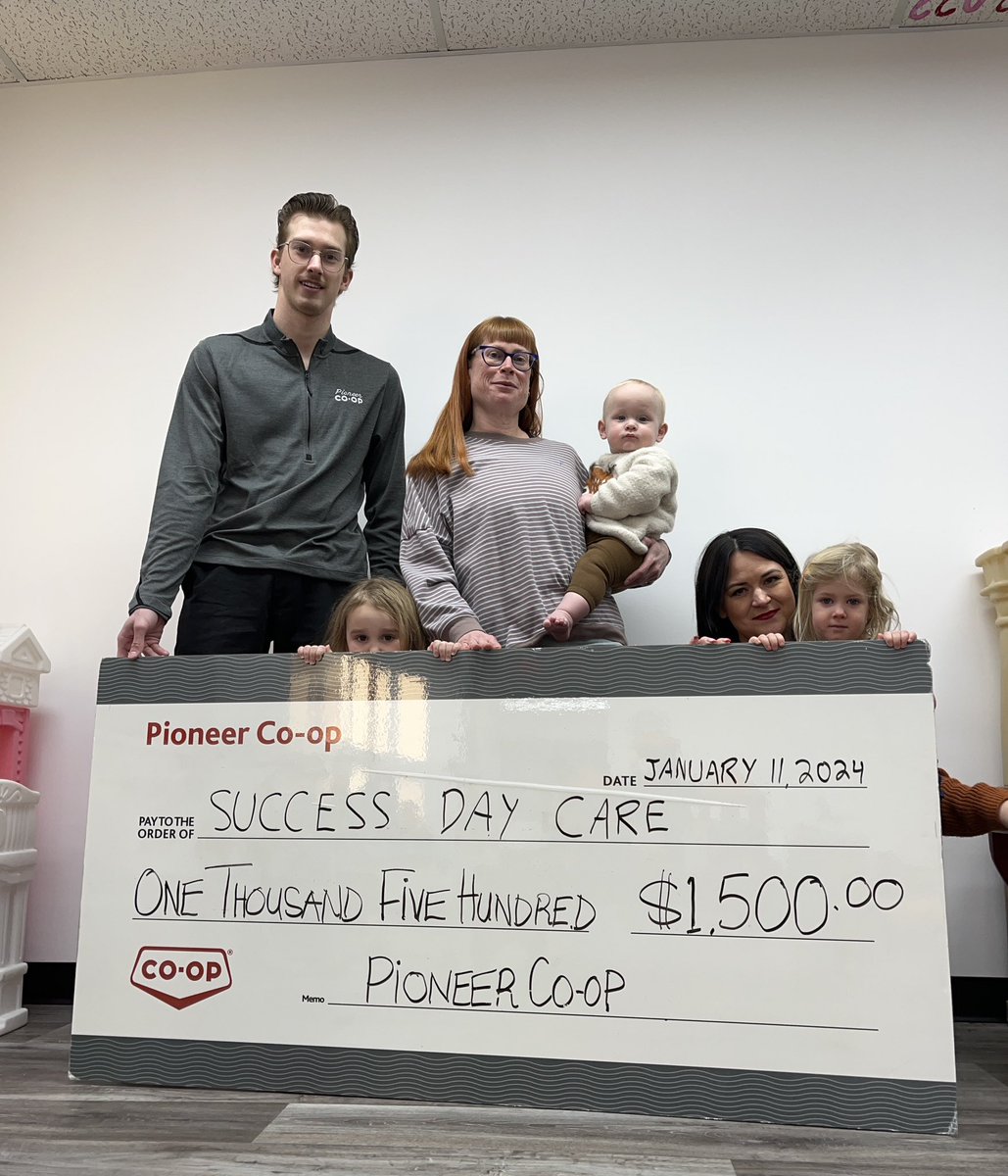 We’re excited to present a $1500 cheque to Success Daycare in Success SK #cleanfieldscommunityyields