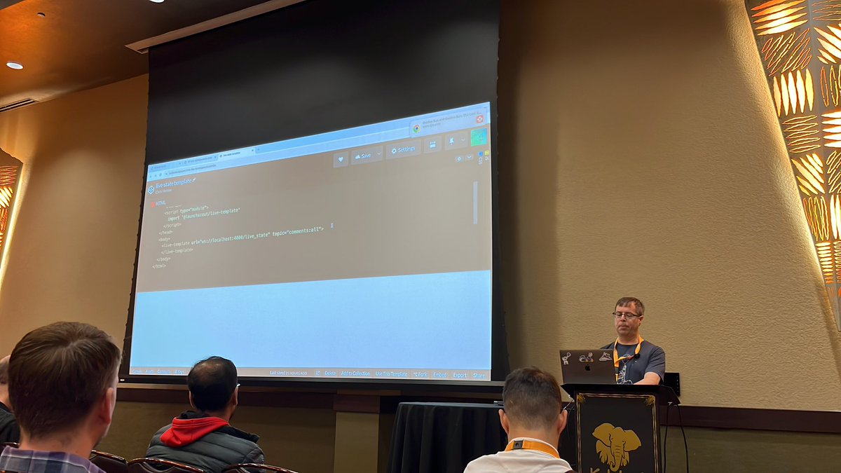 Yooooo @superchris built my <Plug> component for Elixir and is demoing it at @codemash!!! x.com/devagrawal09/s…