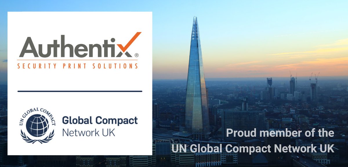 Authentix Security Printing Solutions is now a member of the UN Global Compact Network UK, the world’s largest corporate sustainability initiative. We are pleased to have the opportunity to leverage the UN network to further our knowledge and enhance our sustainability efforts.