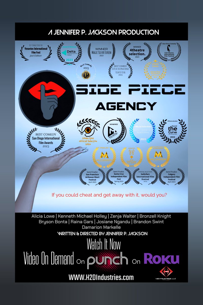 Both Jacked and Side Piece Agency are Official Selections in the Golden Eyes International Film Awards!!!
🏆🏆🏆🏆🏆
#h2dindustries #punch #moviestowatch #jenniferpjackson #lefunk #writer #director #cinematographer #producer #filmfestival #winner #filmfreeway