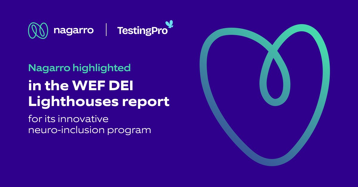 Nagarro's tweet photo. PROUD MOMENT: #Nagarro has been recognized as a highlight in the @wef’s #DEILighthouse Report for our neuro-inclusion program, #TestingPro, which upskills individuals on the autism spectrum in software testing and AI/data assistance.
https://t.co/DhmCsDPzNA

Partners: Specialisterne | @AtypicalAdv | @Action4AutismIN | @nasscom
#FluidicEnterprise #WEF #WEF24 #NeuroInclusion #DEI