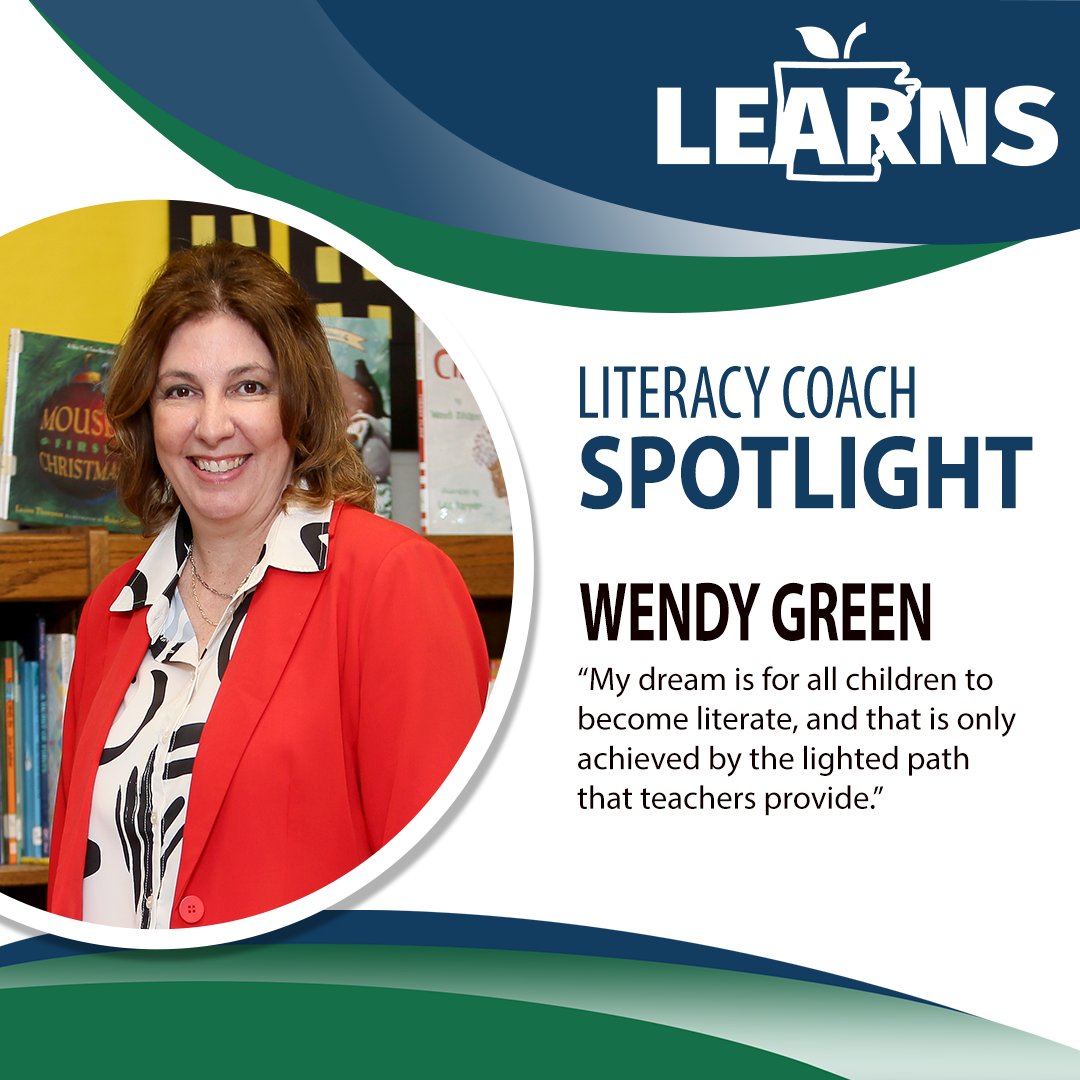 The department is pleased to highlight some of the amazing literacy coaches hired as part of the LEARNS Act who are focused on improving literacy around the state! Learn about coach Wendy Green at dese.link/highlight-green. #ArkansasLEARNS