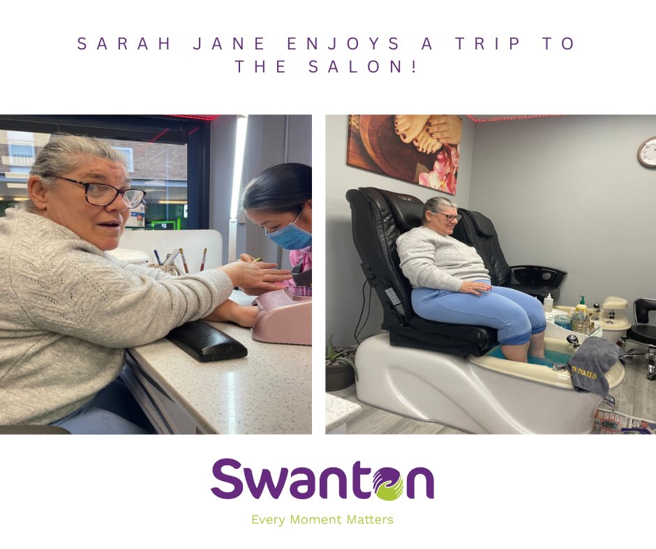 Sarah-Jane decided one of her goals this month was to visit a salon, be pampered, and have her nails done 💅

Sarah-Jane decided the day, and the staff helped her find a salon; when she got there, she picked out her favourite colour, red!

#SwantonEthos #Learningdisability