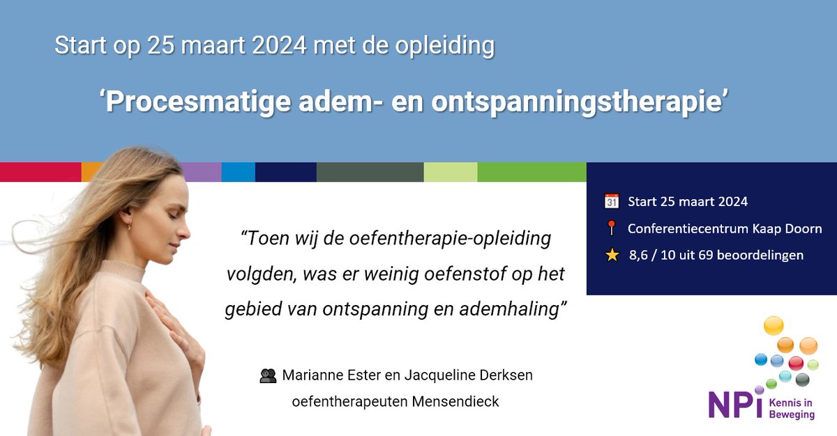 paramedisch's tweet photo. Hoe zet je #adem- en #ontspanningstherapie in bij jouw werk als oefentherapeut #Mensendieck?

Dat vroegen we aan 2 eerstelijns #oefentherapeuten.

In  dit blog beantwoorden ze 5 vragen over wat adem- en  ontspanningstherapie hun patiënten oplevert.

👉 https://t.co/s5qq3b7NUe https://t.co/Vor08GFYnA