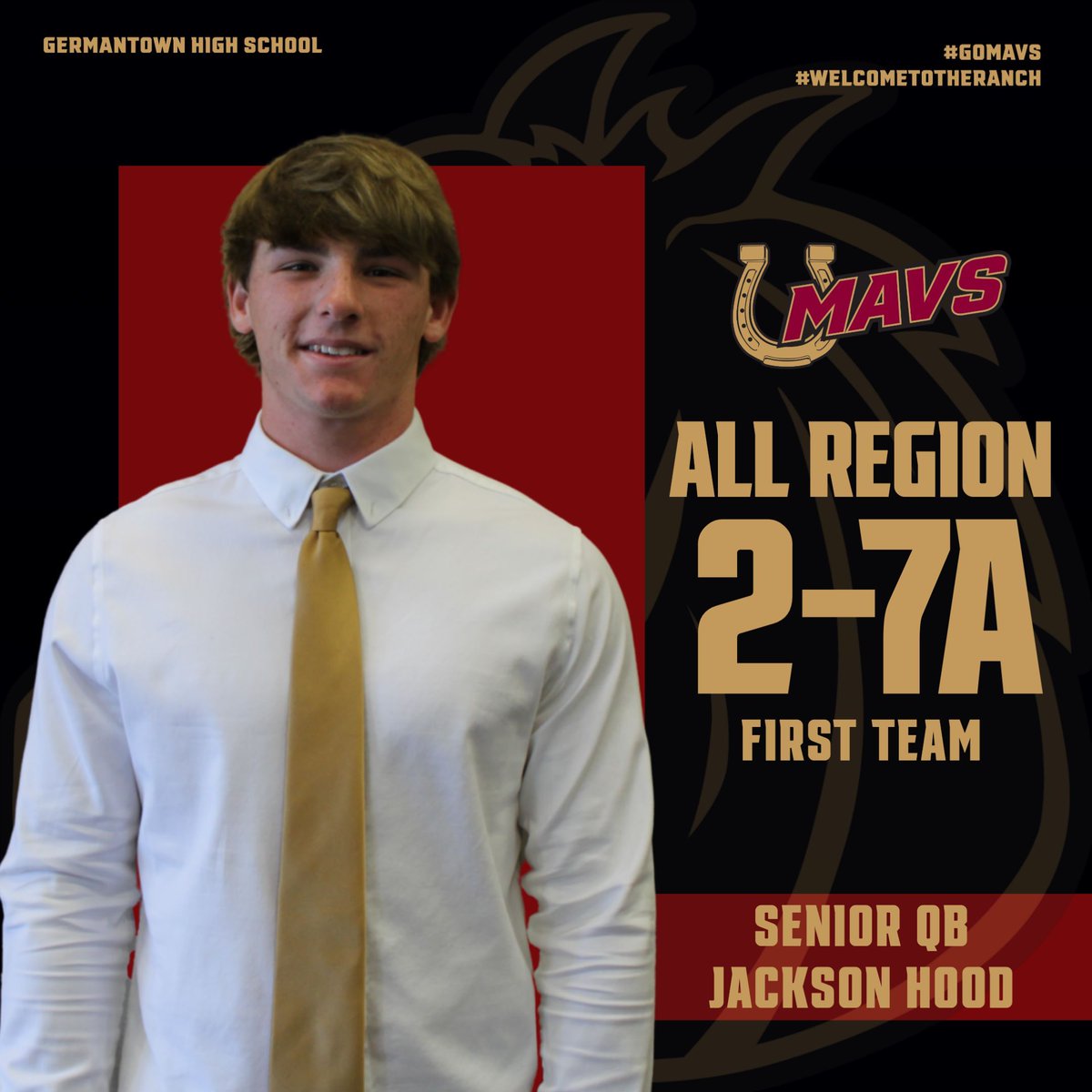 GHSMavericks's tweet photo. Congratulations to Jackson Hood for being selected to First Team All Region 2-7A (Football)! We are proud of you! 
#gomavs #welcometotheranch https://t.co/Vt4LlRrKdk