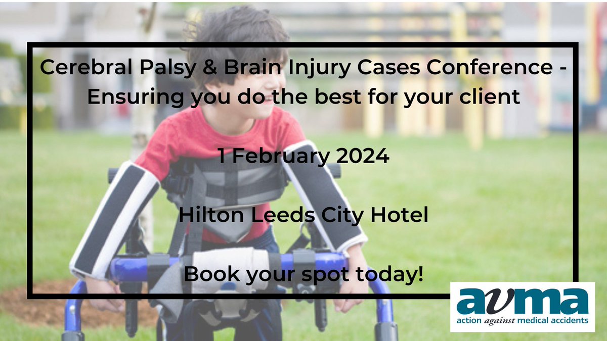 AvMAuk's tweet photo. Join us in three weeks time at our #AvMACP Conference in Leeds. Which will discuss & analyse the key areas currently under the spotlight in CP and Brain Injury Cases so that lawyers are aware of the challenges required to best represent their clients.
https://t.co/Cu2qXBBDeU https://t.co/op0ugEyvKS