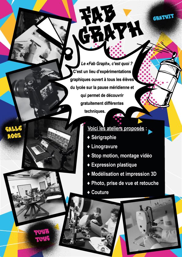 Alice LOIZEAU-CHEVALLIER (@loizeau_alice) on Twitter photo Venez découvrir les ateliers créatifs proposés par le Fab Graph du lycée <a href="/Branly86/">É Branly Châtel.</a> 🎨! C’est jeudi 18 janvier entre 12h et 13h dans le hall du piano 🎹
Merci au <a href="/CARDIE_Poitiers/">CARDIE Poitiers</a> pour leurs précieux conseils Venez découvrir les ateliers créatifs proposés par le Fab Graph du lycée <a href="/Branly86/">É Branly Châtel.</a> 🎨! C’est jeudi 18 janvier entre 12h et 13h dans le hall du piano 🎹
Merci au <a href="/CARDIE_Poitiers/">CARDIE Poitiers</a> pour leurs précieux conseils